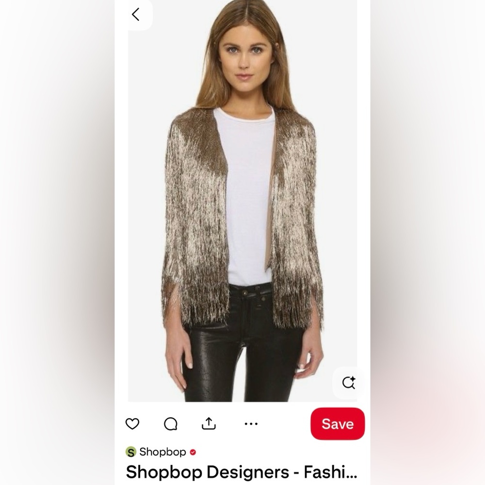 Rachel Zoe Shimmering Fringe Cardigan - Gold